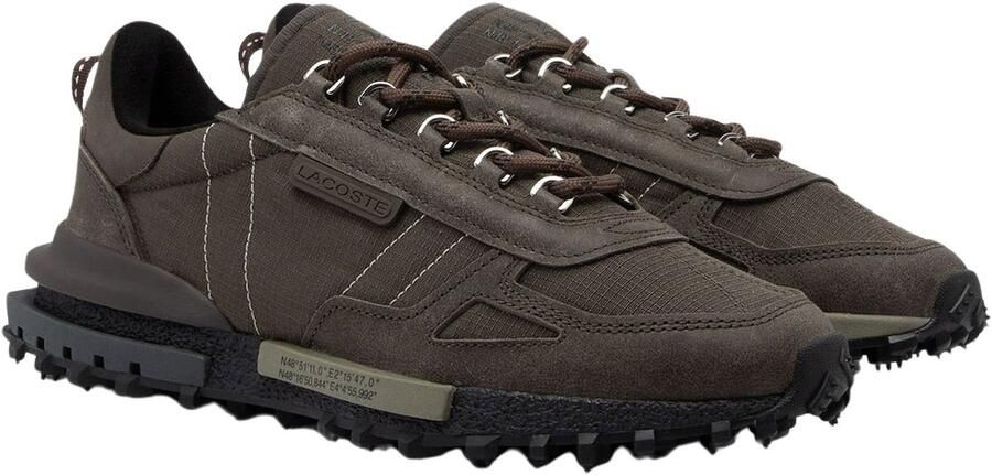 Lacoste heren sneaker Elite H II suède en nylon bruin kaki - Foto 2