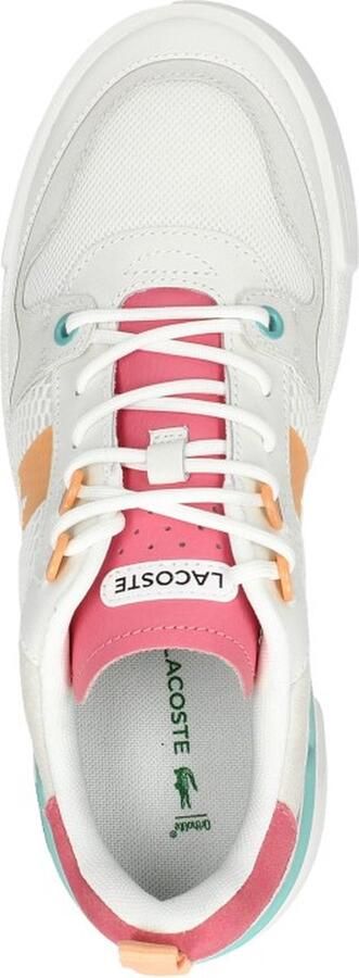 Lacoste Logo Sneaker Mat Leer Zijlabel In reliëf Vetersluiting White Dames - Foto 7