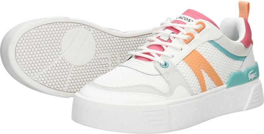 Lacoste Logo Sneaker Mat Leer Zijlabel In reliëf Vetersluiting White Dames - Foto 5