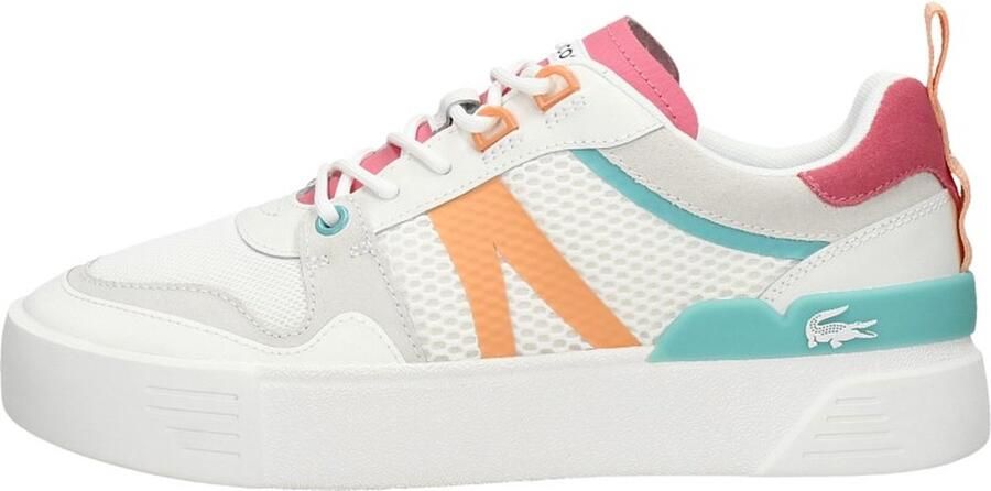 Lacoste Logo Sneaker Mat Leer Zijlabel In reliëf Vetersluiting White Dames - Foto 6