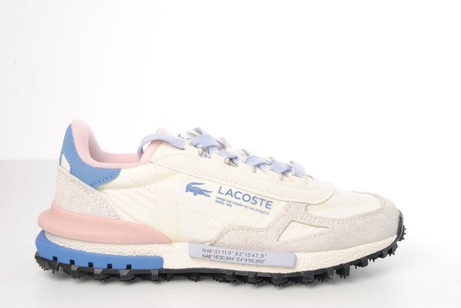 Lacoste lacposte dames sneaker Elite D suède en nylon beige blauw