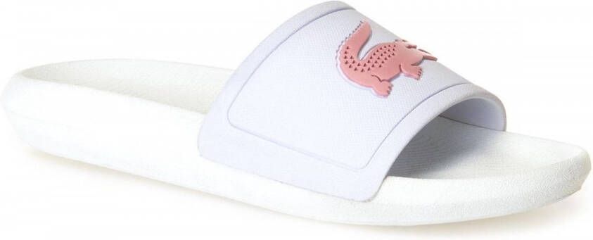 Lacoste Croco Slide 119 badslippers wit roze