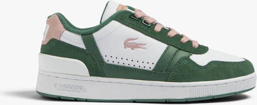 Lacoste T-Clip Dames Sneakers Wit Groen Roze