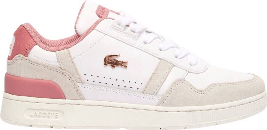 Lacoste T-Clip Dames Sneakers Wit Roze