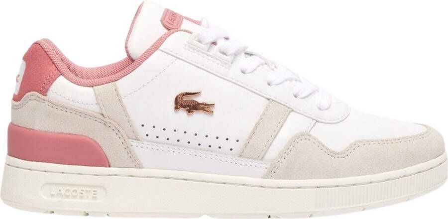 Lacoste Logo Sneaker Mat Leer Label Ingedrukt Vetersluiting White Dames - Foto 4