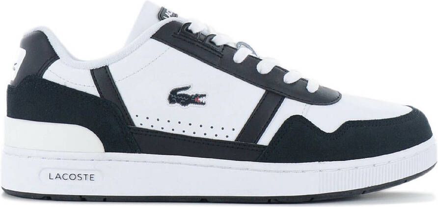 Lacoste T-Clip Leather Heren Sneakers Schoenen Leer Wit-Zwart 747SMA0073147