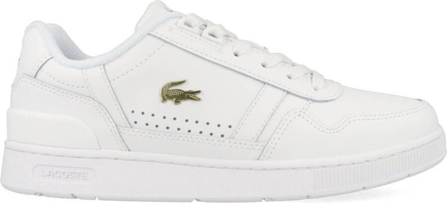 Lacoste Logo Sneaker Mat Leer Label Ingedrukt Vetersluiting White Dames - Foto 6