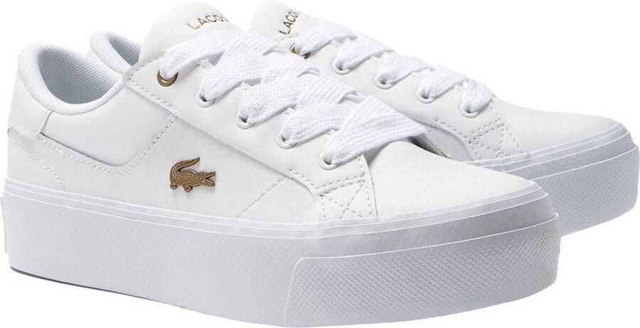 Lacoste Witte Gouden Platform Sneakers Vrouwen White Dames