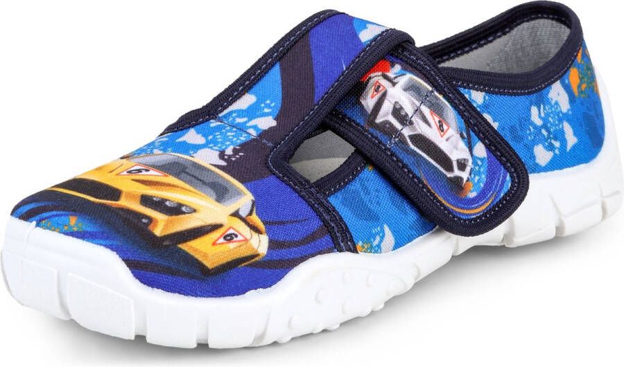 Ladeheid Kinder Pantoffels Sloffen Muizen Unisex Blauwe Auto's 26 LA-RW-Borys