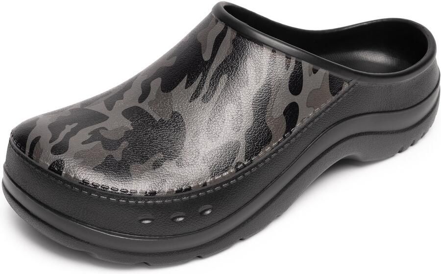 Ladeheid Tuinklompen voor heren ultralicht EVA tuinschoenen LA-CA-ComoHappyMan zwart grijs camouflage