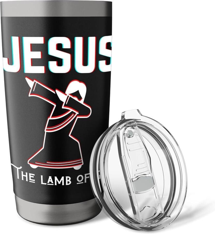 Lammetje God Kerstmis Pasen dubbelwandige thermobeker