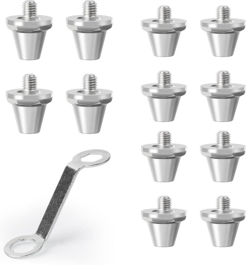 Lansi_lwt@tom.com 12 Pcs Compatibele Schoenstollen Aluminium Vervangende Doppen Schoenstollen voor Voetbalschoenen met Studsleutel
