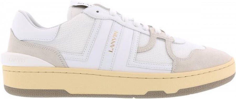 Lanvin Witte en Beige Kalfsleren Clay Sneakers White Heren