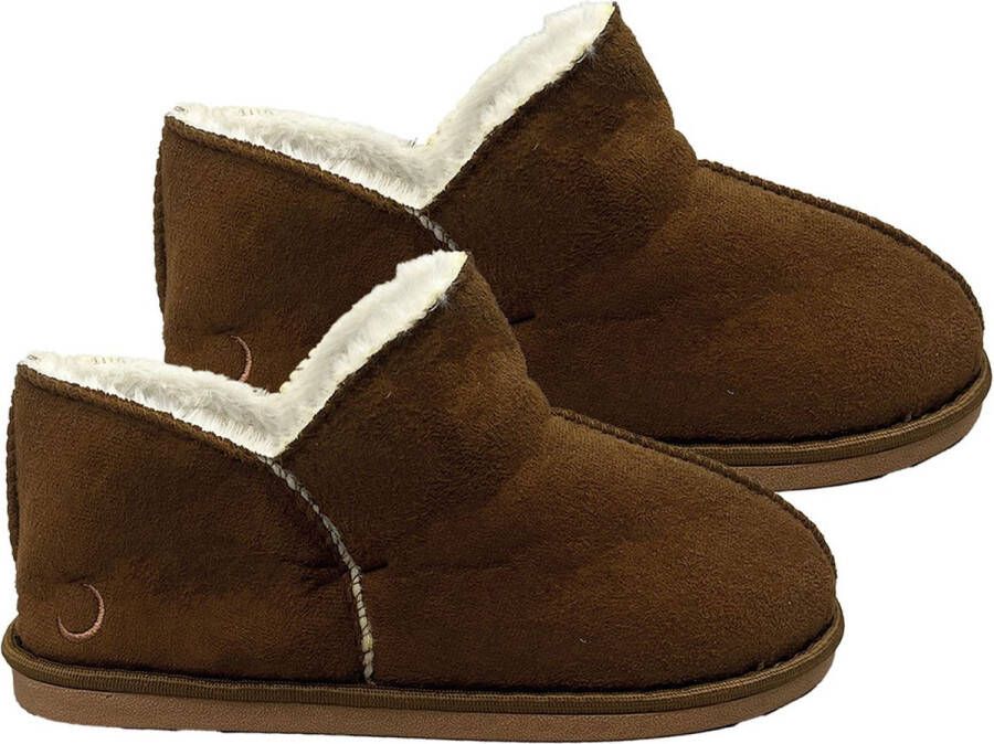 Latona Blanket Sloffen dames Pantoffels dames Suede hoog Bruin