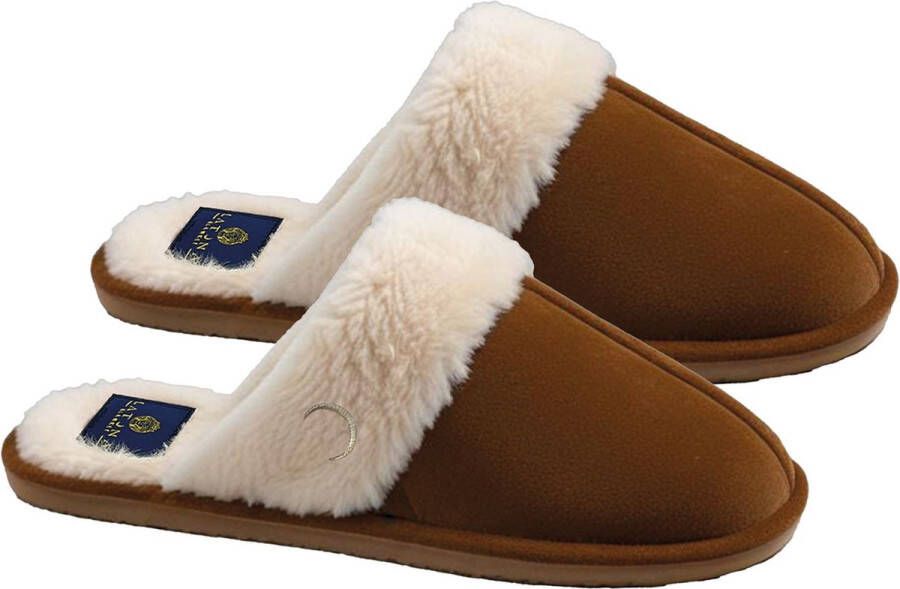 Latona Blanket Sloffen dames Pantoffels dames Suede laag Bruin