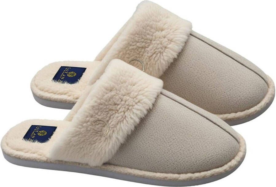 Latona Blanket Sloffen dames Pantoffels dames Suede laag Creme