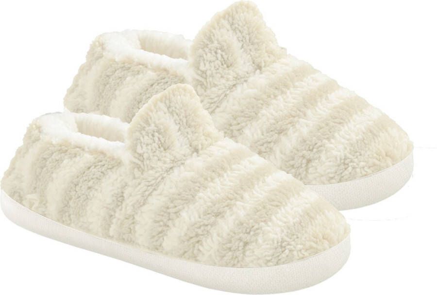 Latona Blanket Sloffen dames Pantoffels dames Teddy mid Creme