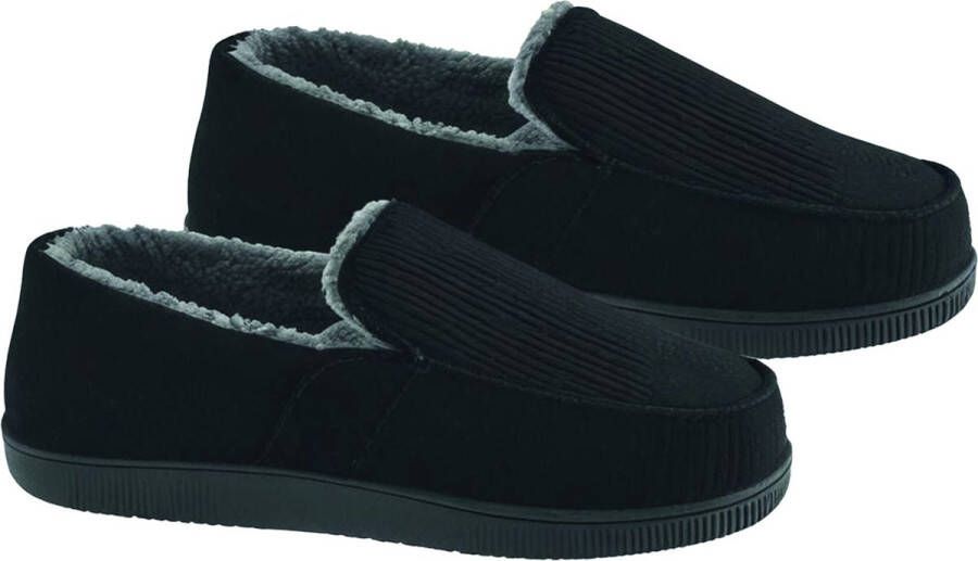 Latona Blanket Sloffen heren Pantoffels heren Rib laag Zwart