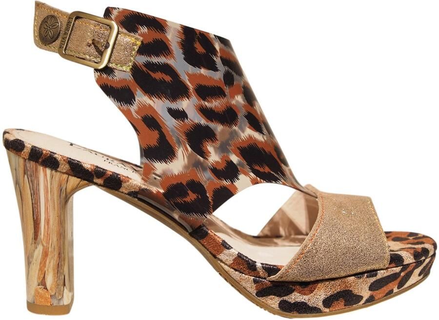 Laura Vita dames peeptoe pumps met luipaardprint Hicao 0423 Bruin