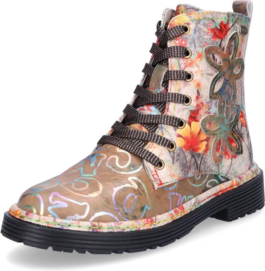 Laura Vita dames veterlaars beige multi