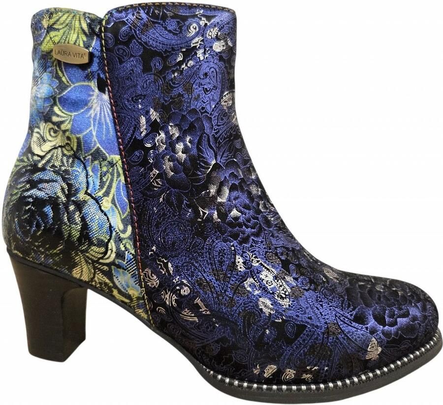 Laura Vita Elcodieo 530 Blue Enkellaarzen Blauw Gebloemd Suede Dames Blauw