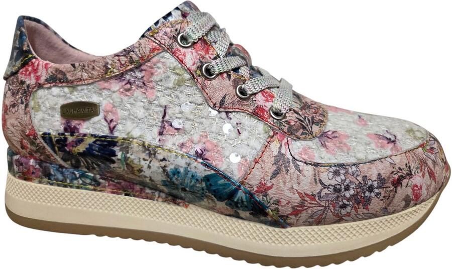 Laura Vita Gycmo 32 Rose Sneakers Roze Gebloemd Leercombi Dames Roze