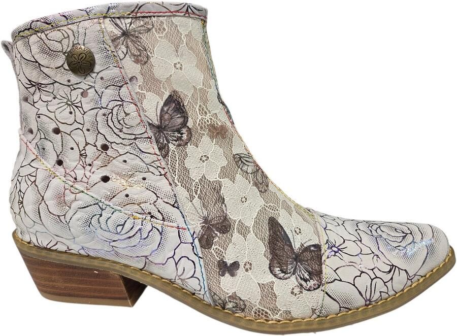 Laura Vita Hicnio 23 Ecru Enkellaarsjes Wit Leer en Mesh Dames Wit