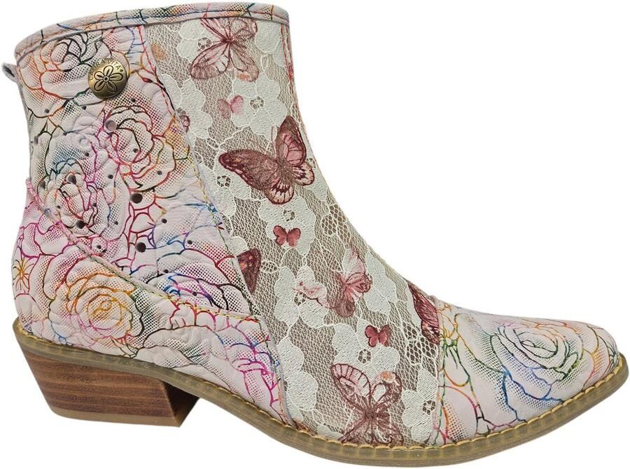 Laura Vita Hicnio 23 Poudre Enkellaarsjes Roze Leer en Mesh Dames Roze