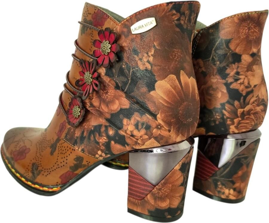 Laura Vita Maevao 21 Camel Enkellaarzen Cognac Leer Dames Cognac
