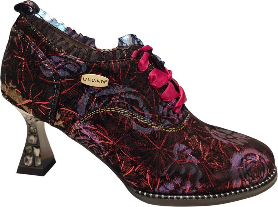 Laura Vita Oliveo 05 Wine Dames Veterpumps Wijnrood