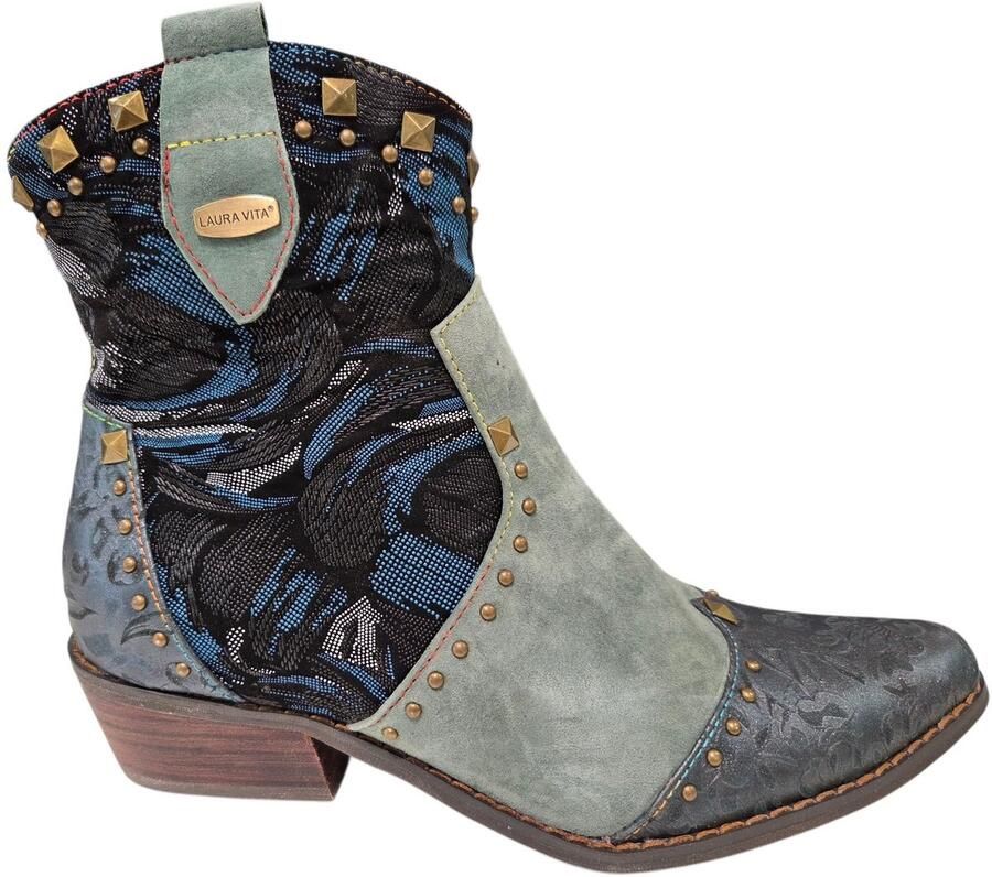 Laura Vita Turquoise Leren Dames Cowboy Laarzen Blauw