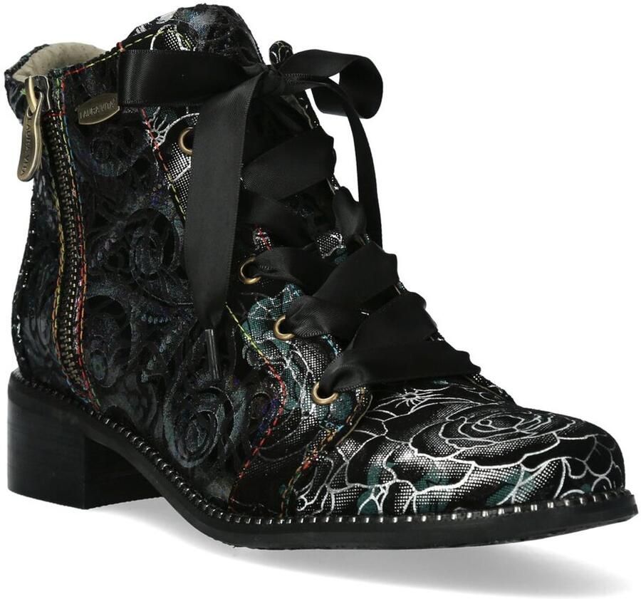 Laura Vita Emcmao 02 Argento Veterboots Zwart Suede Dames Zwart