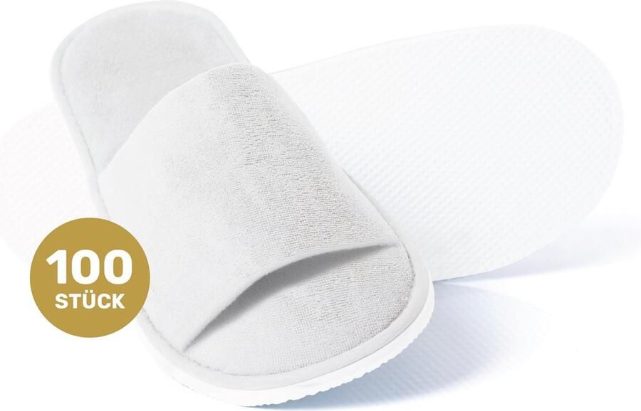 Lavea 100er Set Hotelslippers Pantoffels Slippers Gastenslippers & Hotelpantoffels Eén Maat voor Hotel Spa en Thuis Hotelkwaliteit Open Wit