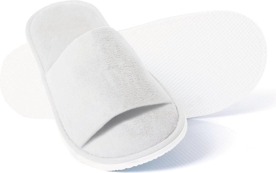 Lavea 10er Set Hotelslippers Pantoffels Slippers Gastenslippers & Hotelpantoffels Eén Maat voor Hotel Spa en Thuis Hotelkwaliteit Open Wit