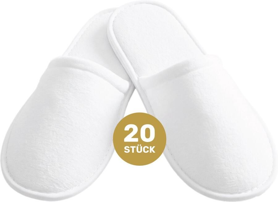 Lavea 20er Set Hotelslippers Pantoffels Slippers Gastenslippers & Hotelpantoffels Eén Maat voor Hotel Spa en Thuis Hotelkwaliteit Gesloten Wit