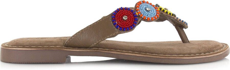 Lazamani Leren teenslipper Taupe Leer Teenslippers Dames - Foto 6