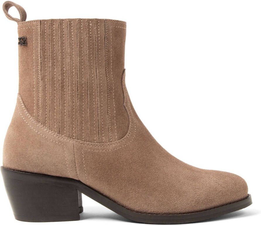 Lazamani An Dames Enkellaarsjes Suede Taupe