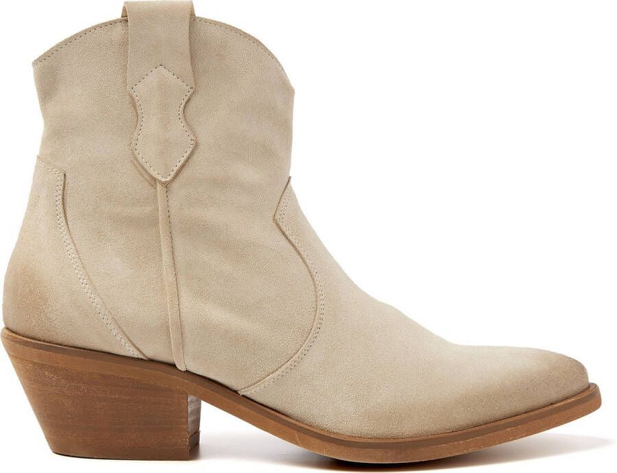 Lazamani Arianna Suede Dames Enkellaarsjes Beige