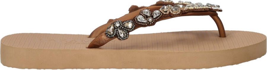 Lazamani Beach dames teenslipper Beige multi