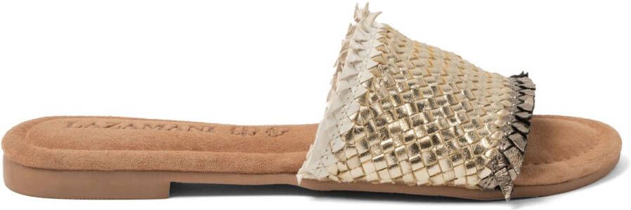 Lazamani Candie Dames Slippers Leer Platino