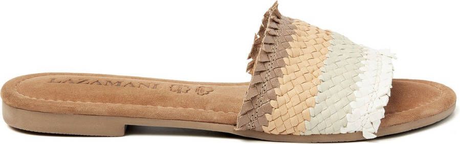 Lazamani Chloe Leren Dames Slippers Beige