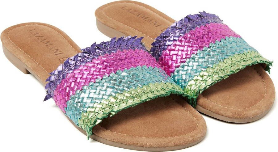 Lazamani Chloe Leren Dames Slippers Blue
