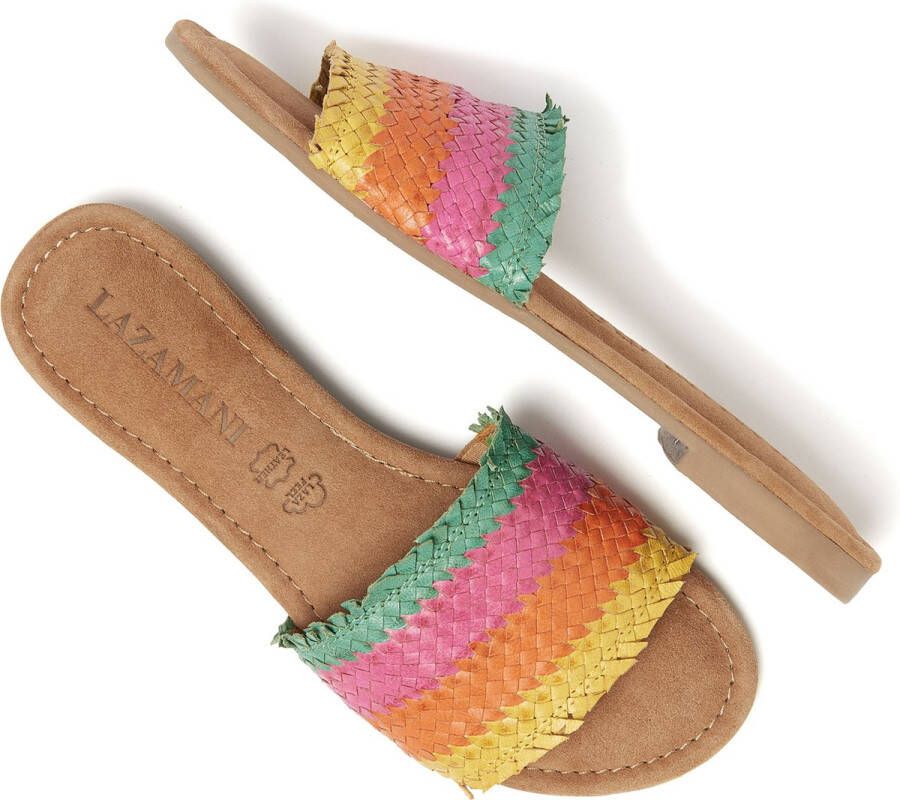 Lazamani Modieuze Oranje Geweven Slippers Multicolor Dames - Foto 2