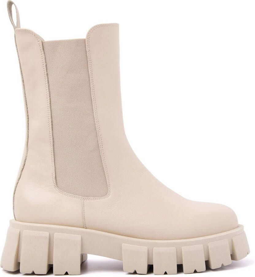 Lazamani Dames Chelsea Boots 55.084 Ecru Beige Leer LA55084ecru