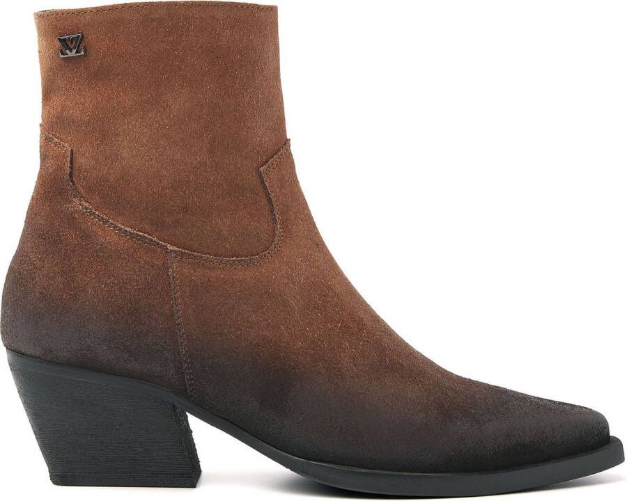 Laza i Western enkellaarsje met vervaagde kleur en puntige neus Brown