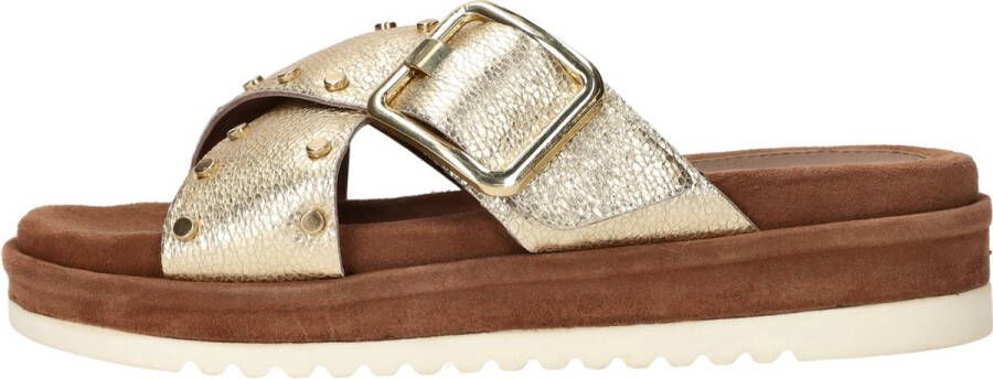 Lazamani Metallic Gouden Studded Slipper Yellow Dames