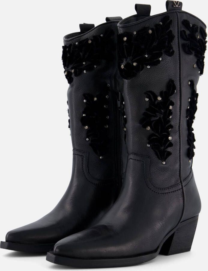 Lazamani Cowboylaarzen velvet zwart Leer