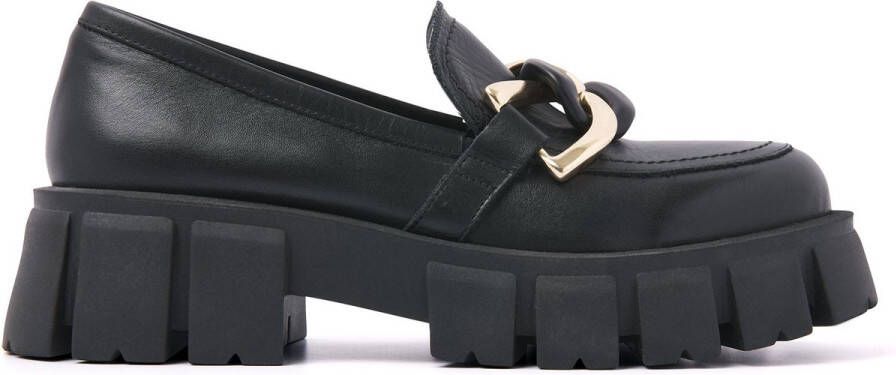 Lazamani Dames Loafers 55.082 Black Zwart Leer