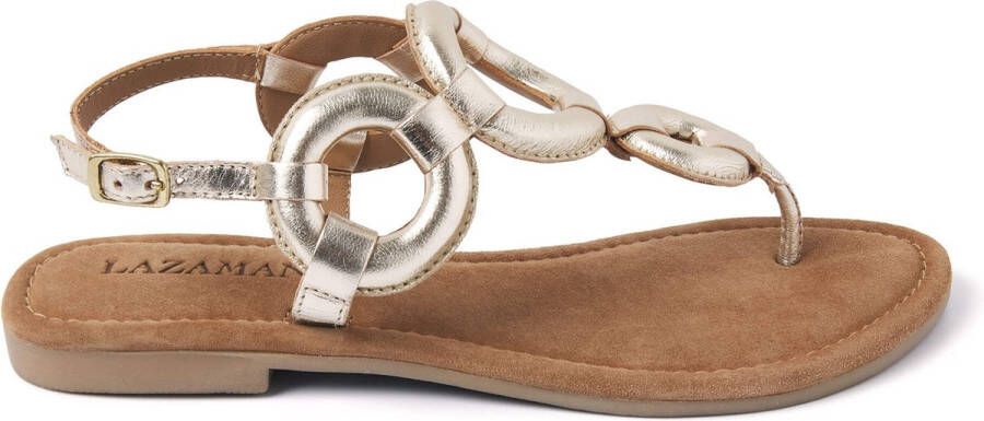 Lazamani ladies sandals rounds metallic Goud Leer Platte sandalen Dames - Foto 3