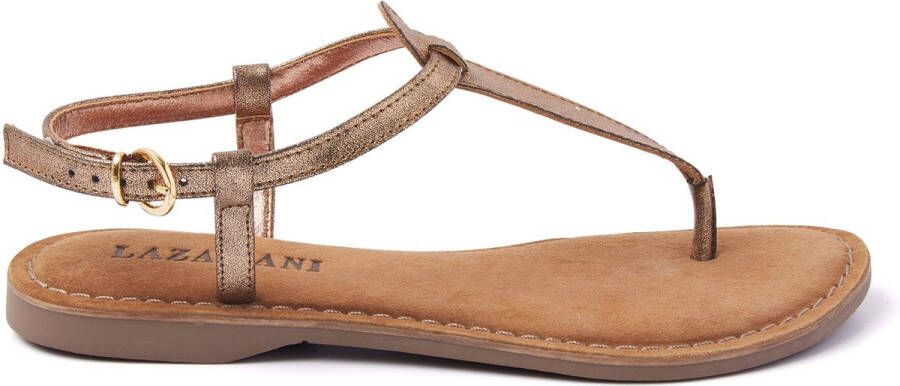 Lazamani Ladies shiny sandals Brons Leer Platte sandalen Dames - Foto 3